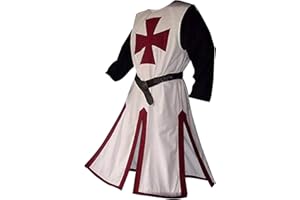 Feynman Disfraz de caballero medieval con túnica vikinga, disfraz de caballero templario, cruzado, para carnaval, cosplay