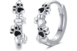 JFASHOP Orecchini a forma di zampa, in argento Sterling 925, per bambini, con zampa di gatto, ipoallergenici, con zampa di animale, orecchini a cerchio, idea regalo per donne e ragazze