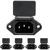 Greluma 5 Pcs Panel Mount Socket Adapter C14, AC 250V 10A 3 Pin Input Module IEC Power Outlet with Cover