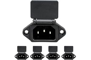 Greluma 5 Pcs Adaptador de enchufe de montaje en panel C14, AC 250V 10A 3 pines Módulo de entrada IEC Toma de corriente con cubierta
