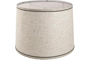 LgowithU Stoff Lampenschirm, Mittlerer Trommel Lampenschirm für Tischlampe Wandlampe Nachttischlampe und Stehlampe, Naturleinen Hardcover Handgefertigt, 13" x 13" x 8" Spider (Weiß-5)