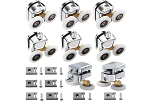 BBjinronjy 4 set rulli per porta doccia, rulli box doccia per porte scorrevoli Diametro 25mm,porta scorrevole, ruote per porta doccia, rulli per binari,vetro schermo doccia(2top e 2bottom), Argento