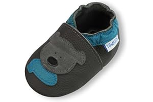 YIHAKIDS Krabbelschuhe Baby Lauflernschuhe Lederpuschen Hausschuhe Jungen Mädchen Mokassins Weicher Leder Babyschuh mit Wildledersohlen Kleinkind rutschfeste Lederschuhe Baby 0-3 Jahre