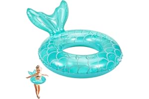 PUKITT Schwimmring Kinder, Meerjungfrau Schwimmring Glitter Kinder Schwimmreifen, Schwimmring Baby, Schwimmhilfe Schwimmender Ring für Kinder 4-9 Jahre(Rosa)