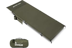 ONETIGRIS SUPRAGRIS Camping Cot, Support Up to 400lbs, Lightweight Comfortable Folding Bed for Camping, Hiking, Backpacking, Travel, Car Trips, Office Nap (Ranger Green)