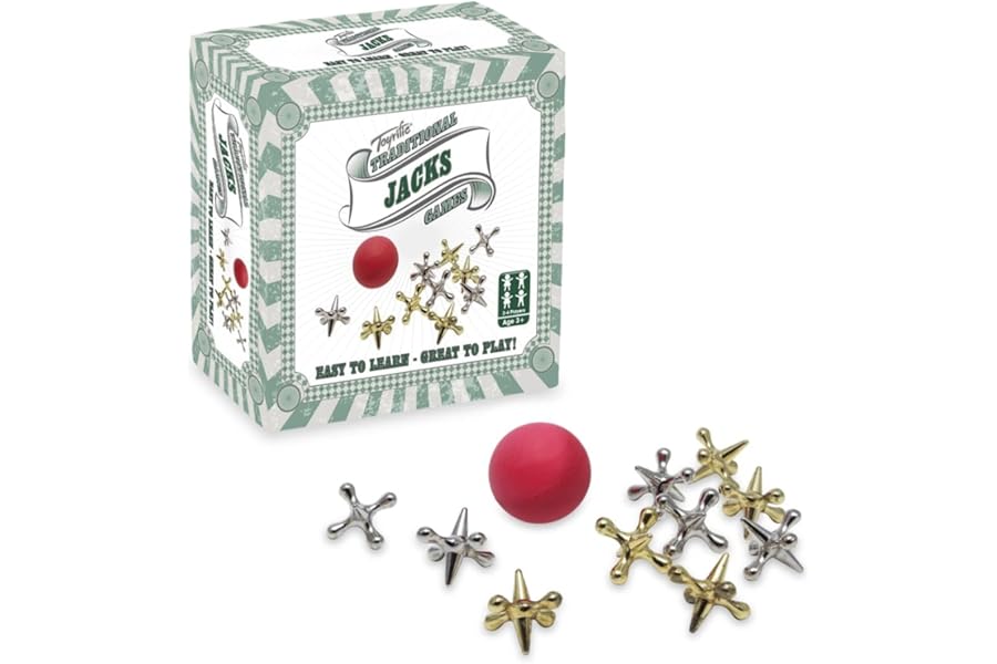 Toyrific Classic Jacks Game Set with Ball and Bag, Fun Family Game for Kids and Adults, Portable Travel Toy Gift