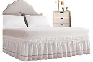 Stronrive Bettrock umwickeln, 15 Zoll Drop Wrap Around Rüschen Bettrock mit verstellbarem elastischem Gürtel, Einfach anzuziehen, Bettrahmenbezug, maschinenwaschbar