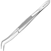 MJW 6.5" Curved Tip Stainless Steel Tweezers – Multipurpose Tool for Culinary, Craft, Sewing, and Grilling Use