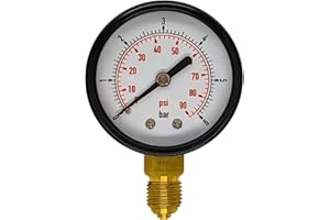 Lumonic I Manometer 0-10bar I 1/4 Zoll I Klasse 2,5 I Anschluss unten I Durchmesser 50mm I Druckmesser I für Druckluft und Wasser