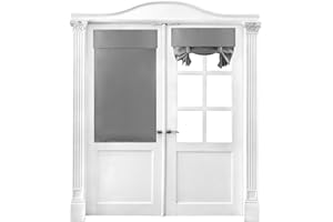 CTDMJ Door Curtain for Living Room, 1Panel Blackout Curtains For Bedroom French Door Curtains Blackout Thermal Curtains Door Curtains for Living Room Self-adhesive Curtain with Lace up, 26*40 Inch, Grey