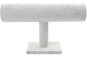 Hileyu Bracelet Stand Display,Velvet Scrunch Organizer,T-Bar Display Holder Organizer,Jewelry Bracelet Display Stand,Hair Band,Scrunchies,Bangle Watch Holder Organizer,Bracelet Storage Rack Gray