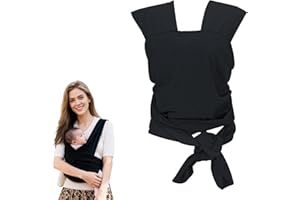 BRTNUP Black Baby Wrap Carrier, Adjustable Easy to Wear Baby Carrier from Newborn to Toddler Up to 20kg Lightweight Breathable Baby Sling Carrier Ergonomic Front Hugging Baby Carriers Toddler Carriers