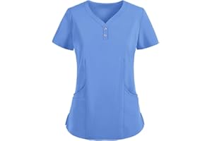 PJQQ Scrub Top Women's Healthcare Tunic Uniform, Short Sleeve Tops Nursing Working Uniform Set Suit, Workwear, Medical Doctors Top Hospital 2021 Work Shirt