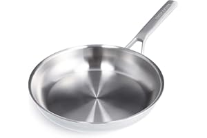 Merten & Storck Tri-PLy Padella a Induzione in Acciaio Inox da 26 cm, Multi Clad, Forno, Argento