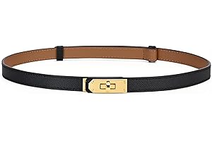 HATOFES Women Ladies Skinny Leather Belt Alloy Turn Lock Ladies Adjustable Slim Thin Waist Belt Waistband Decorative Belt For Jeans Dresses Pants Coat