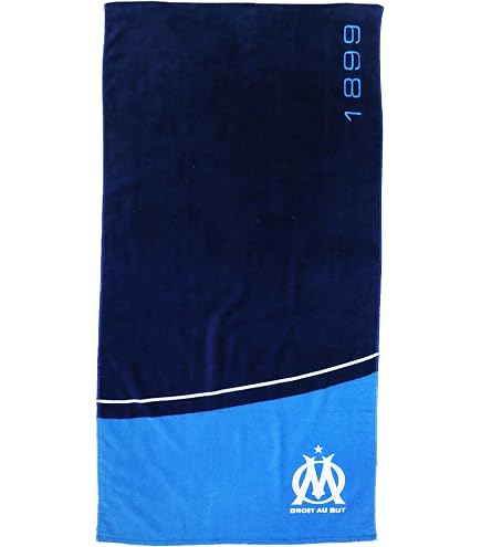 Serviette De Bain OM Harit 100% Coton - Drap De Plage Olympique De Marseille 70x120 Cm - Ultra-douce, Absorbante, Certifiée Oeko-TEX