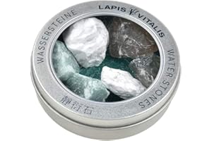 ‎LAPIS VITALIS Lapis Vitalis Wassersteine Anti-Stress - Geist- und Seelensteine Set in einer edlen Metall-Geschenkdose - Ausgewählte Rohsteine - Edelstein Mischung aus Aventurinquarz, Magnesit & Rauchquarz