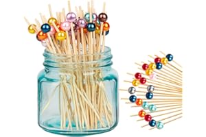SHUUL 100Pcs Cocktail Sticks for Food Biodegradable Fruit Stick Bamboo Skewers for Appetizers Toothpicks Wooden Cocktail Picks for Drinks