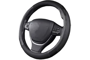 SFONIA Cubierta del Volante Fundas para Volante de Cuero Artificial Universal 37-38cm / 15" Antideslizante Transpirable Durable (Negro)
