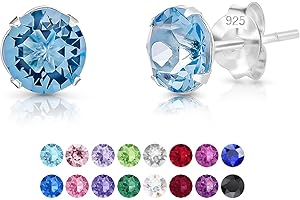 DTPsilver® Boucles d'Oreilles Femme Argent - Swarovski - Clous d'Oreilles - Boucle d'Oreille Homme Argent - Swarovski Femme - Boucles d'Oreilles Argent - Clou Oreille Argent Femme - Diamètre: 6 mm