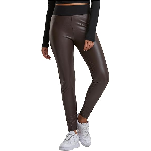 Pantaloni Da Jogging Da Donna In Similpelle PU Con Vita Felpata, Con Tasche A Gamba Stretta, Pantaloni Cargo Da Donna, Colore Nero, Per Donna A Vita Alta, Elastico In Vita Stampato, Casual