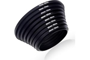 PENNLE Kit di 8 Anelli Step-Up per Adattatori Filtri Fotografici: Diametri da 49mm a 82mm, Taglie: 49-52, 52-55, 55-58, 58-62, 62-67, 67-72, 72-77, 77-82 mm, per Massima Compatibilità e Versatilità