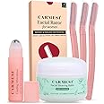 Carmesi All-in-One Face Shaving Kit for Women | 1 Pre-Shave Balm + 3 Reusable Face Razors + 1 Aftershave Roll On | Instant & Painless Facial Hair Removal | Cooling Effect | Soft & Glowing Skin