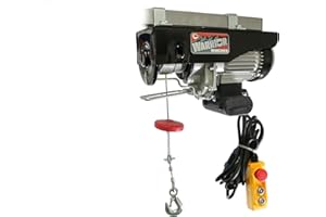 ‎WARRIOR WINCHES Warrior Winches Elektrische Hebezeugene 220 V 500kg mit Kabelfernbedienung,18m Stahlseil, Überkopfanhebung, elektrisches Flaschenzugsystem, Ein- und Auslaufmotor, ideal für Garage, Lagerhallen