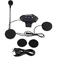 Terisass BT8 Black Motorcycle Helmet Bluetooth Headset Headphone Microphone Waterproof Motorcycle Sports Headset Speakers Hands Music Call Control