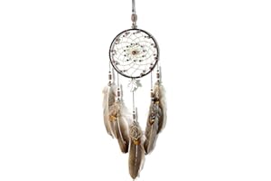 IMMIGOO Traditional Dream Catcher Handmade Feathers for Car Room Wall Hanging Mobile Ornament Decoration Craft Gifts Boys Girls - Brown