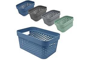 com-four® Juego de cestas de Almacenamiento de 5 Piezas - cestas Decorativas - Cajas de plástico para cosméticos, Juguetes y Productos - organizadores [la selección varía] (Mix - 5 Piezas)