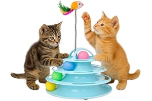 Mobiclinic® Pets, Jouet interactif pour Chat, Catplay, Stimulation sensorielle, 4 Niveaux, Balles, Facile à Monter, 12x24x16, 5 cm, Tour Interactive, Antidérapant, Design Attrayant