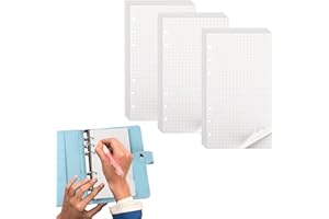 RIXOTIX 135 fogli di carta di ricarica A6, 3 confezioni di carta A6, a quadretti, ricaricabili, 6 fori, fogli di ricarica, fogli A6, carta di ricarica per rilegatura, quaderno, diario, schizzo, bullet