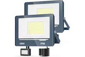 TOPAUBUB LED Strahler mit Bewegungsmelder Außen 100W 10000LM - IP66 LED Fluter LED Scheinwerfer mit Bewegungsmelder Außen, 6500K Aussenstrahler LED Wasserdicht mit Bewegungsmelder für Garten(2 Stücke)