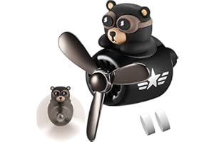 BomKra Bear Pilot Car Air Freshener, Cute Car Diffuser Rotating Propeller Retro Airplane Car Air Freshener for Women Air Outlet Vent Accessories Automotive for Cars (A)