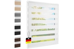 FOXX Doppelrollo Klemmfix ohne Bohren Weiß 120x140 cm [Stoffbreite 116cm] Duo Rollo Fensterrollo für Fenster/Türen Gardine Klemmrollo Seitenzugrollo Sichtschutz Sonnenschutzrollo Zebrarollo