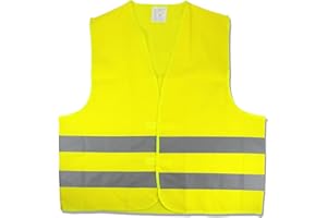 Cartrend 50130 Chaleco reflectante de averías amarillo tamaño XL, DIN EN 20471 en práctica bolsa textil con cierre de cremallera