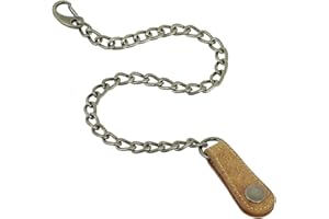 LEDERSHOP24 Chaîne de sécurité pour motard avec boucle en cuir avec bouton pression 45 cm - Pour porte-serveur, porte-monnaie motard, clés, etc. - Couleur : beige