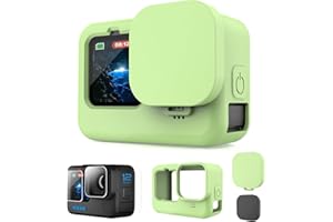 Lammcou Silikon Schutzhülle für Hero 12, Hülle Silicone Protective Case & Glas Schutzfolie & Objektivdeckel & Trageband für Go Pro Hero 12 11 10 9 Silikonhülle Sleeve Zubehör Accessories Set