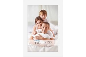 ICONA BAY 4x6 White Picture Frame, Modern Style Wood Composite Frame, Table Top or Wall Mount, Bliss Collection