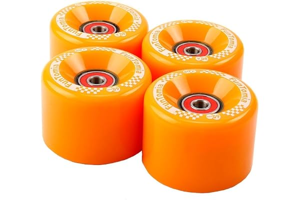 FunTomia - Lot de 4 grosses roues de skateboard ou longboard à LED - 65 x 45 mm - 80 A avecroulements et espaceurs magnétique Mach1®, dureté 80 A