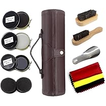 Kit D'entretien Chaussures Cuir - Cirage Noir Et Incolore, Cire, Brosse Crin De Cheval, Chiffon, Gant - 9 Pièces Pour Nourrir Et Protéger Le Cuir