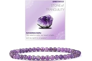 Uwiyo Bracelet Perle Ronde 4 mm, Bracelet Pierre Naturelle Élastique Bracelets Yoga pour Femme Filles pour Anniversaire, Fête des Mères, Noël