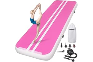 ROMELANDS Air Gymnastics Track Tumbling Mat 4 Thick, 10/13/16 Ft Inflatable Training Mats For Home Use With Pump