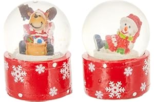 ‎DEKOHELDEN24 ***Mini-Schneekugel Weihnachtselch/Schneemann im 2er Set, Maße H/B/Ø Kugel: ca. 5 x 3,5 cm/Ø 3,5 cm.