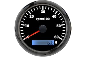 PIOUSUNT Tachometer Gauge 7 Color 85mm 3-3/8" Tachometer Black Automotive Replacement Tachometers 0-6000 RPM Tacometro Meter LED for Car Auto Boat Truck 9-32V
