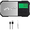 Gluckluz Digital Precision Scale High Accuracy 0.01g/200g Electronic Pocket Jewelry Gram Gold Balance Scale with Tweezer & Tare Function & 6 Units & LCD Screen (USB/Battery Operated)