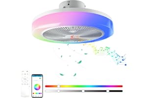 TOPBOS Plafoniera LED con Ventilatore Timer Silenzioso Ventilatore da Soffitto Musicale RGB Moderno con illuminazione e Telecomando &APP, Ventilatore LED Dimmerabile per Camera da Letto Soggiorno
