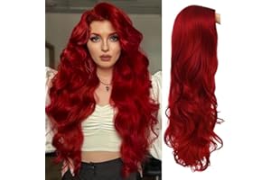 ‎SALAIBS Salaibs Rot Lange Lockige Damen Perücke Seitenteil Wellige Natürliche Synthetische Hitzebeständige Halloween Cosplay Haar Perücke