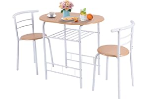 ‎LIFEZEAL LIFEZEAL 3-teilig Essgruppe, Esszimmergruppe platzsparend, Esstisch Balkontisch mit Ablagefach und 2 Stühlen, Sitzgruppe Esstisch-Set für Wohnzimmer, Esszimmer und Balkon (Buchenholz)